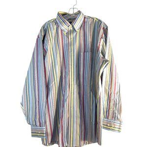 JOS.A.Bank Travelers Collection Mens Shirt Button Down Striped Multicolored Long